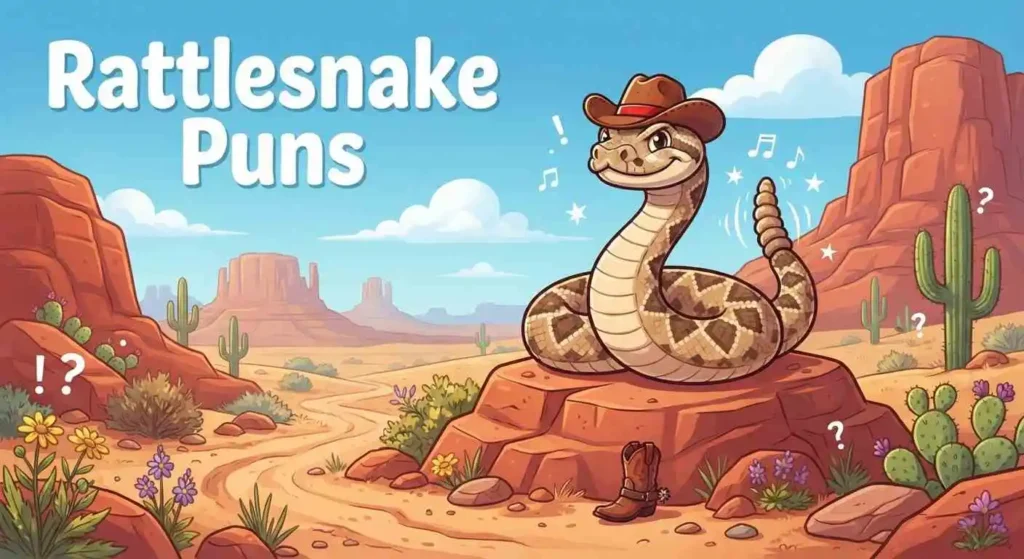 Funny rattlesnake in desert landscape