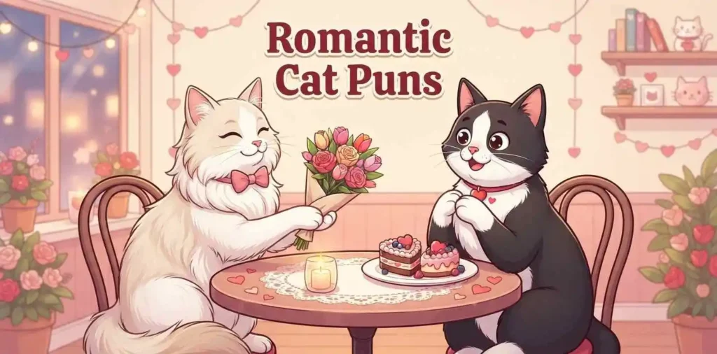 Two cats sharing Valentine flowers