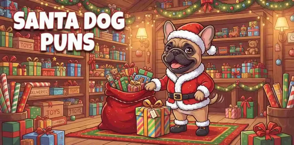 Funny dog dressed as Santa