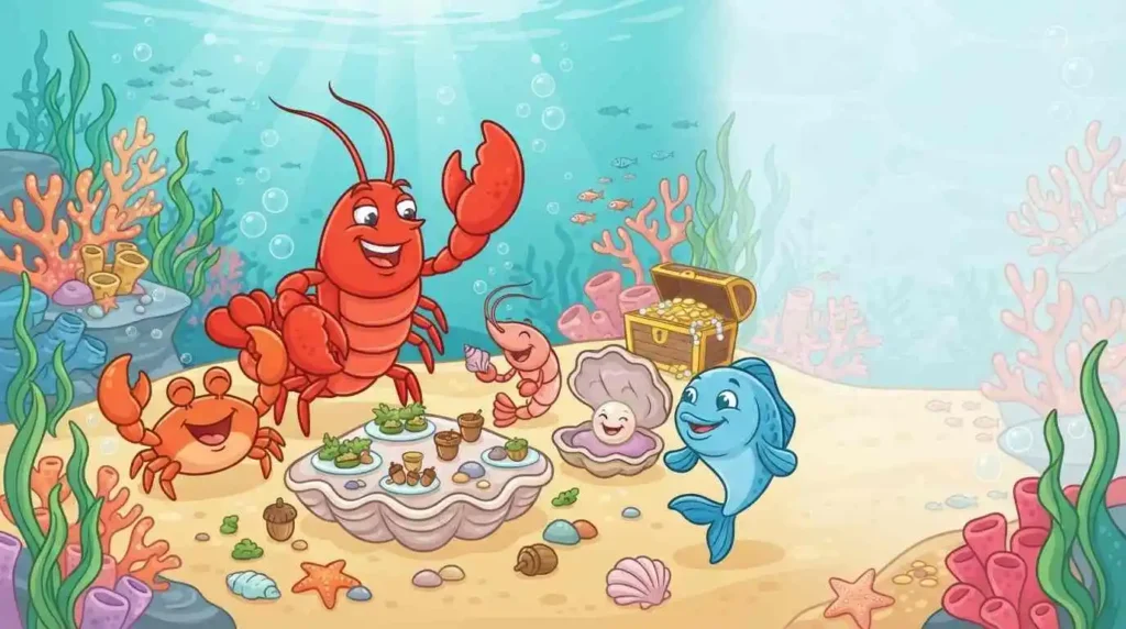 Funny lobster seafood characters