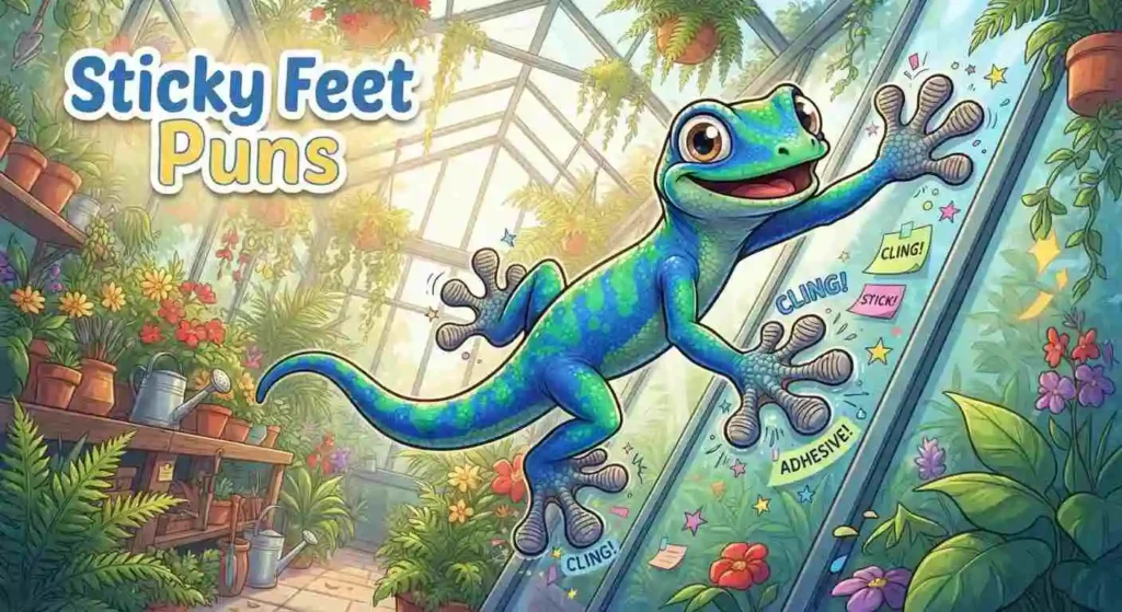 Gecko climbing wall with sticky feet