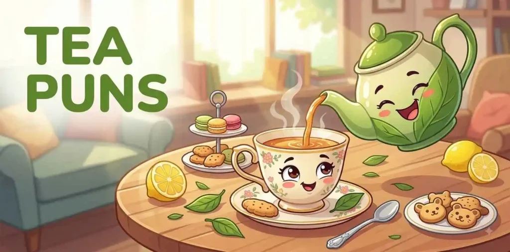 Cute tea cup enjoying afternoon tea
