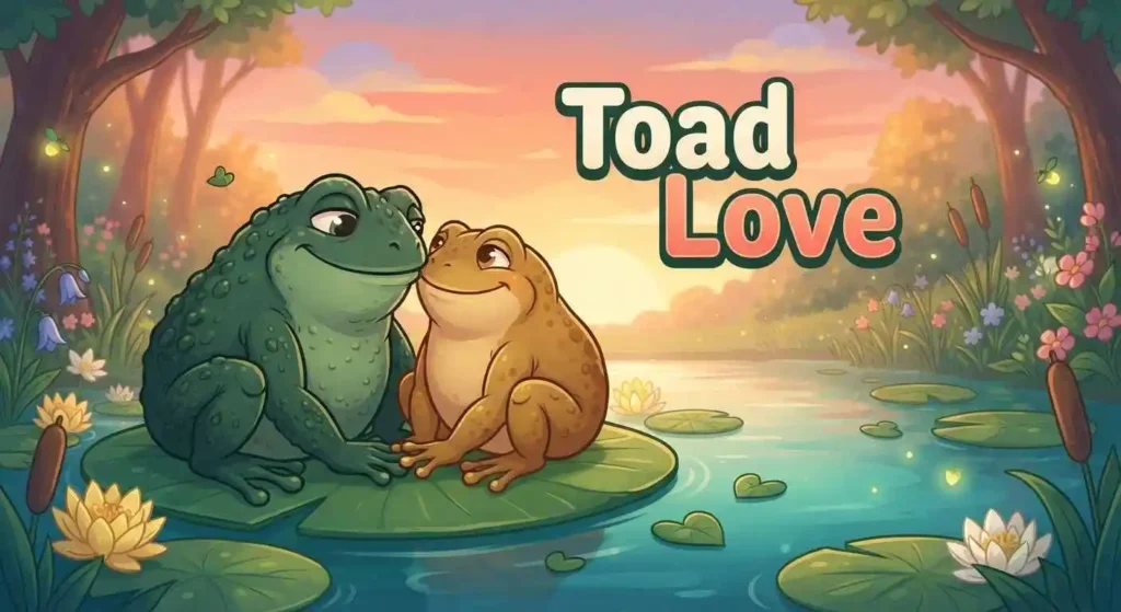 Cute toads sharing romantic moment