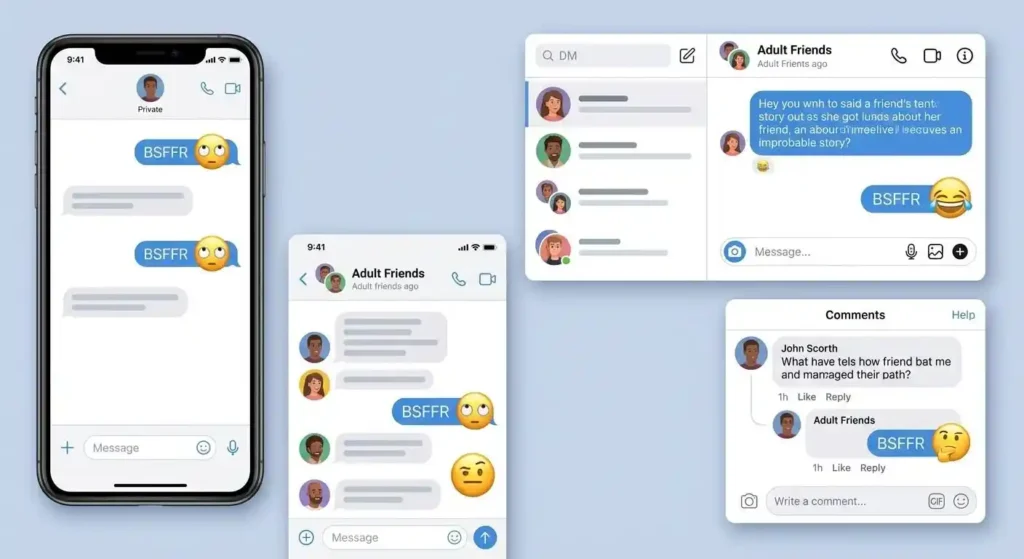 BSFFR used in texts, DMs, group chats, and social media reactions