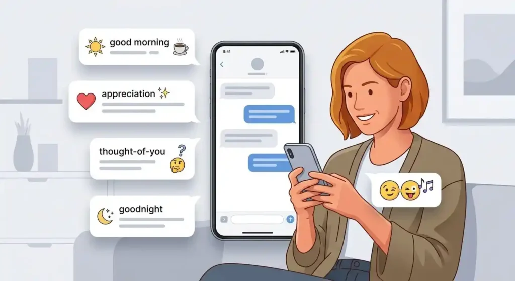 Examples of everyday romantic messages sent through a smartphone