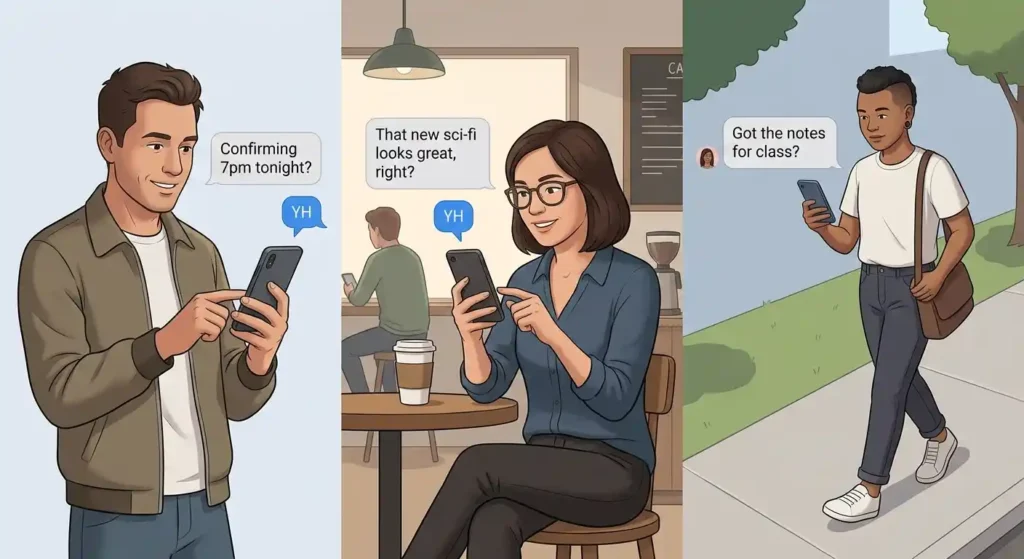 examples of YH used for agreement, confirmation, and acknowledgment in casual chats
