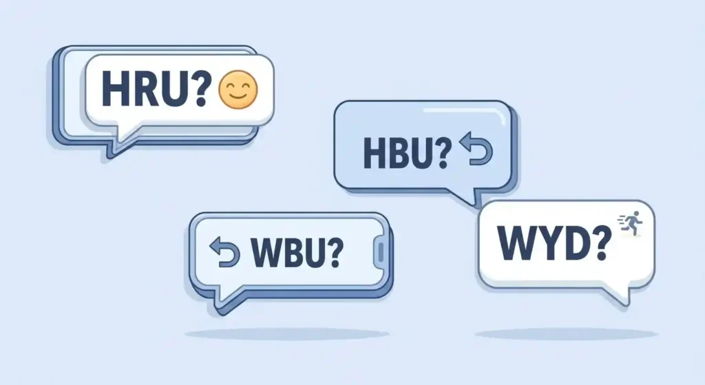 Comparison of HRU with HBU, WBU, and WYD texting abbreviations