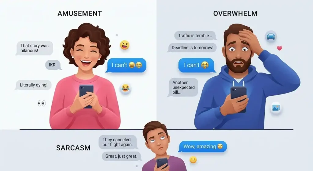 Different emotional meanings of slang shown through context and emojis