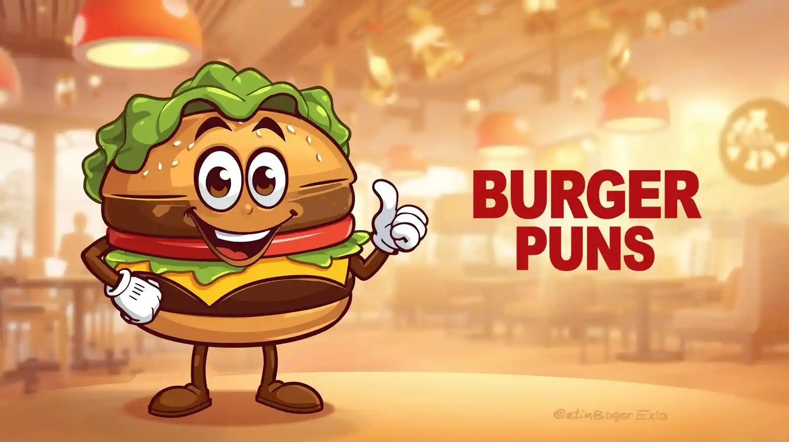 Cute burger mascot smiling