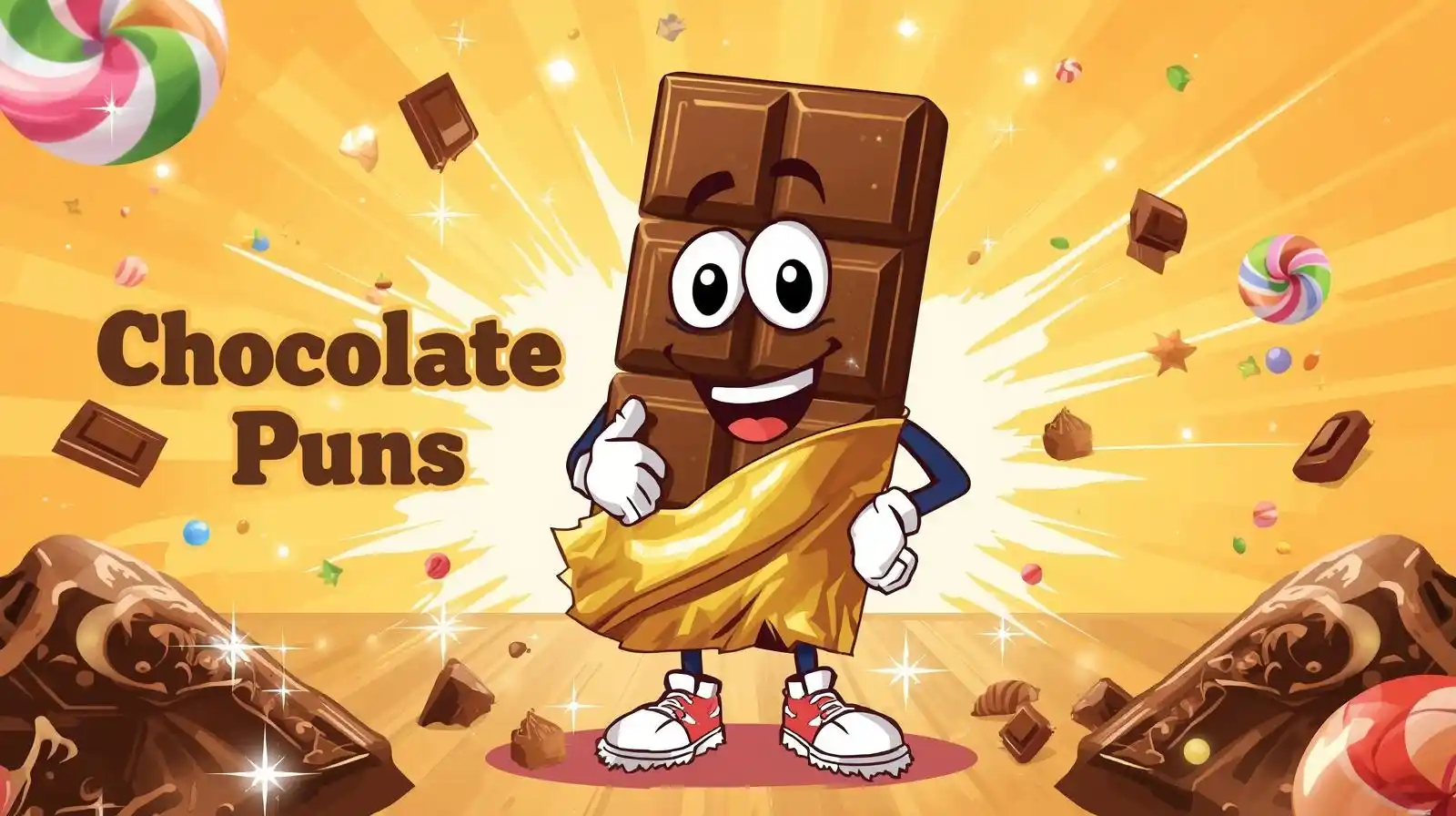 Happy chocolate bar mascot