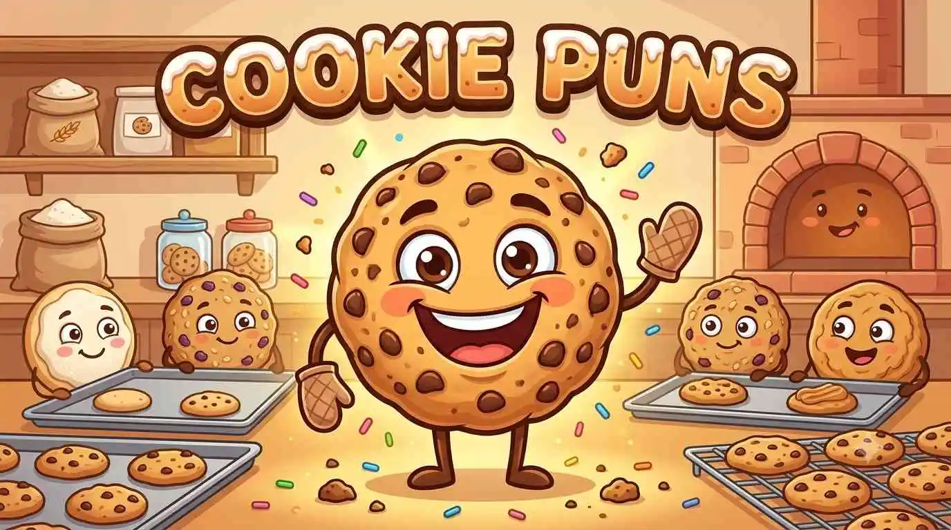 Funny cartoon cookies smiling together