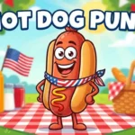 Happy cartoon hot dog mascot