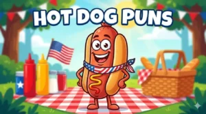 Happy cartoon hot dog mascot