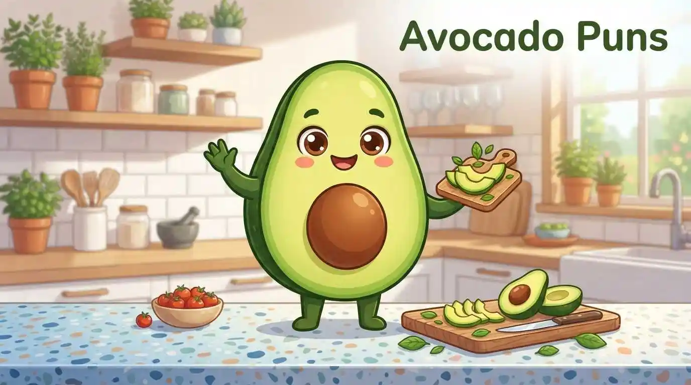 Cute avocado pun character