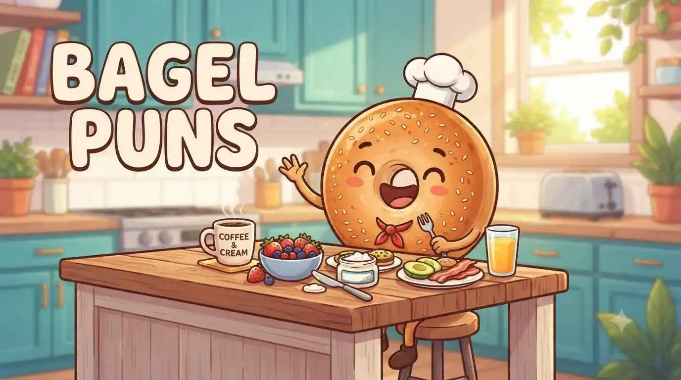 Funny bagel breakfast character