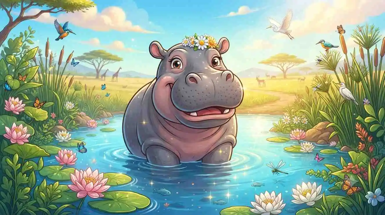 Happy hippo smiling