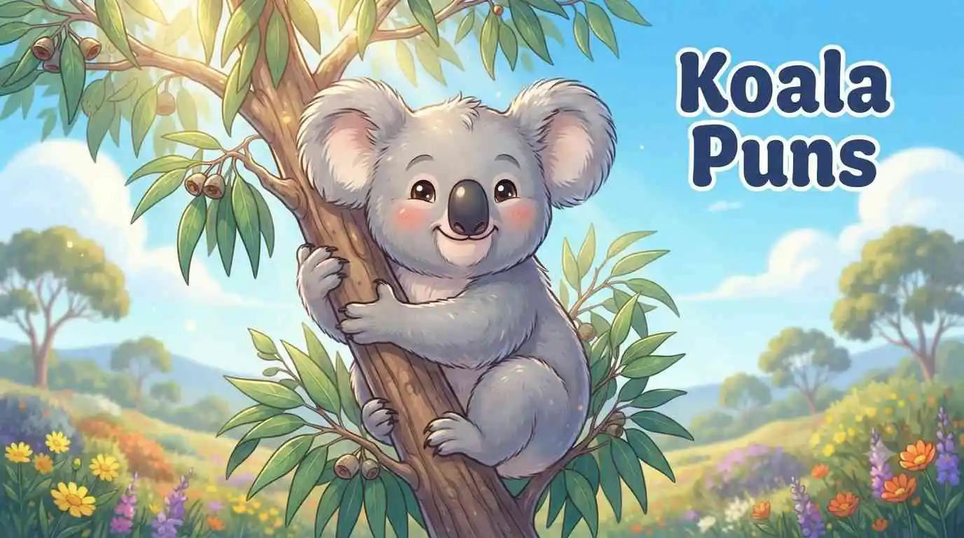 Cute koala hugging tree