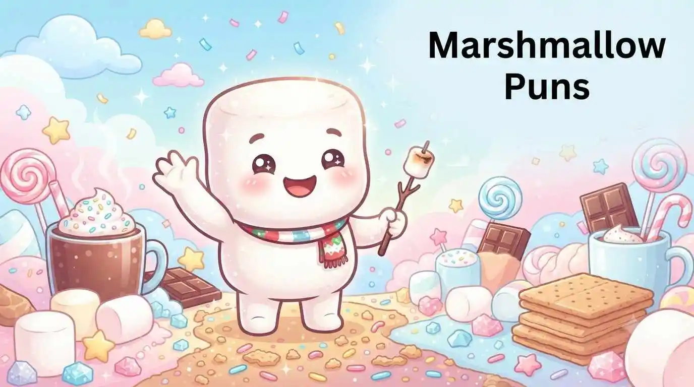 Cute marshmallow smiling happily