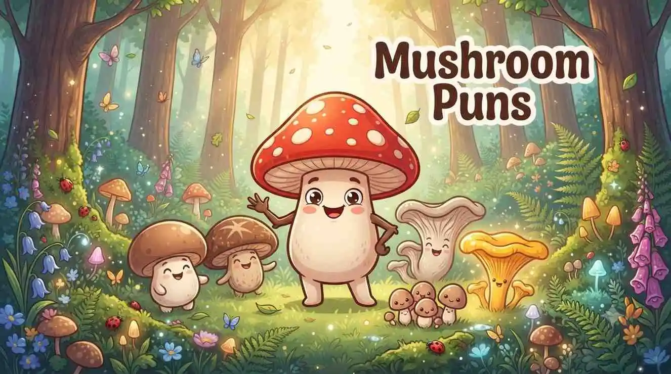 Cute mushrooms smiling together