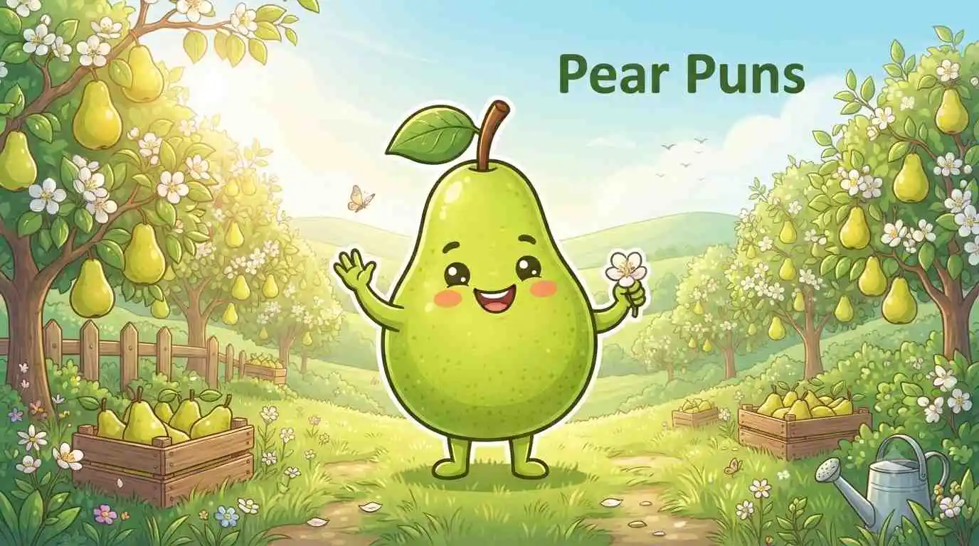 Happy pear mascot smiling
