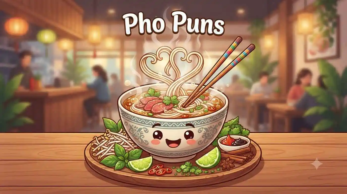 Smiling pho noodle bowl