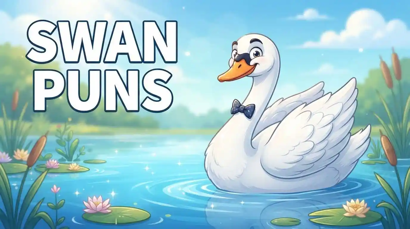 Funny swan on pond
