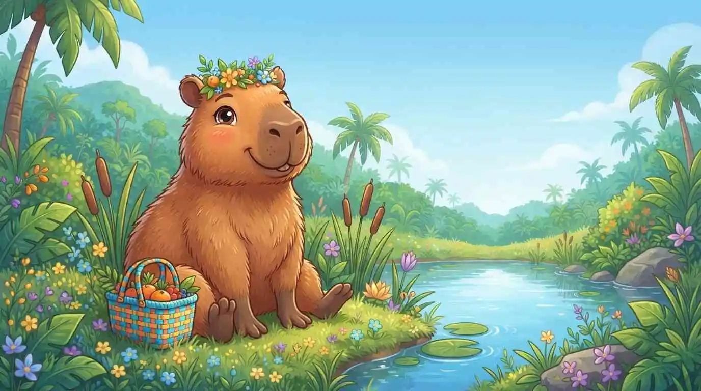 Cute capybara with playful expression