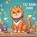 Playful cat with funny name theme