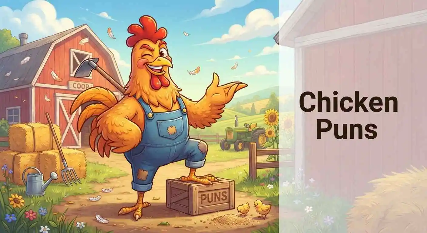Funny chicken posing playfully
