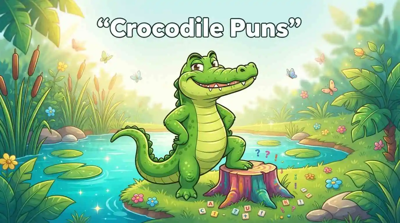Funny crocodile smiling