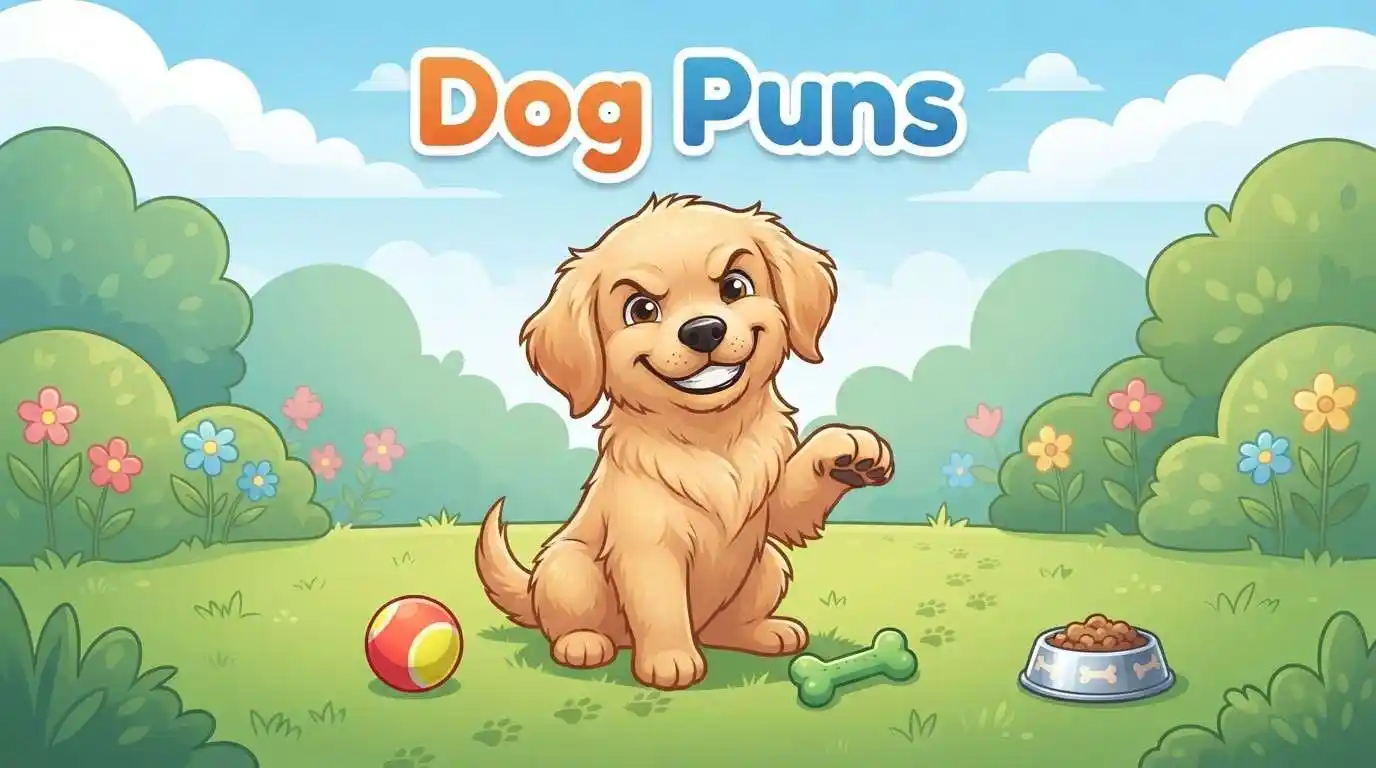 Funny cartoon dog making playful expression