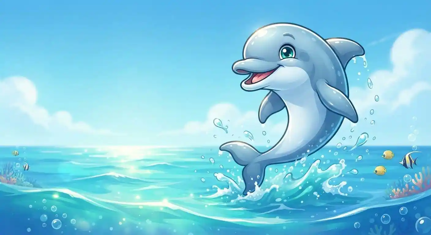 Funny dolphin swimming