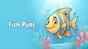 Funny fish surrounded by playful props