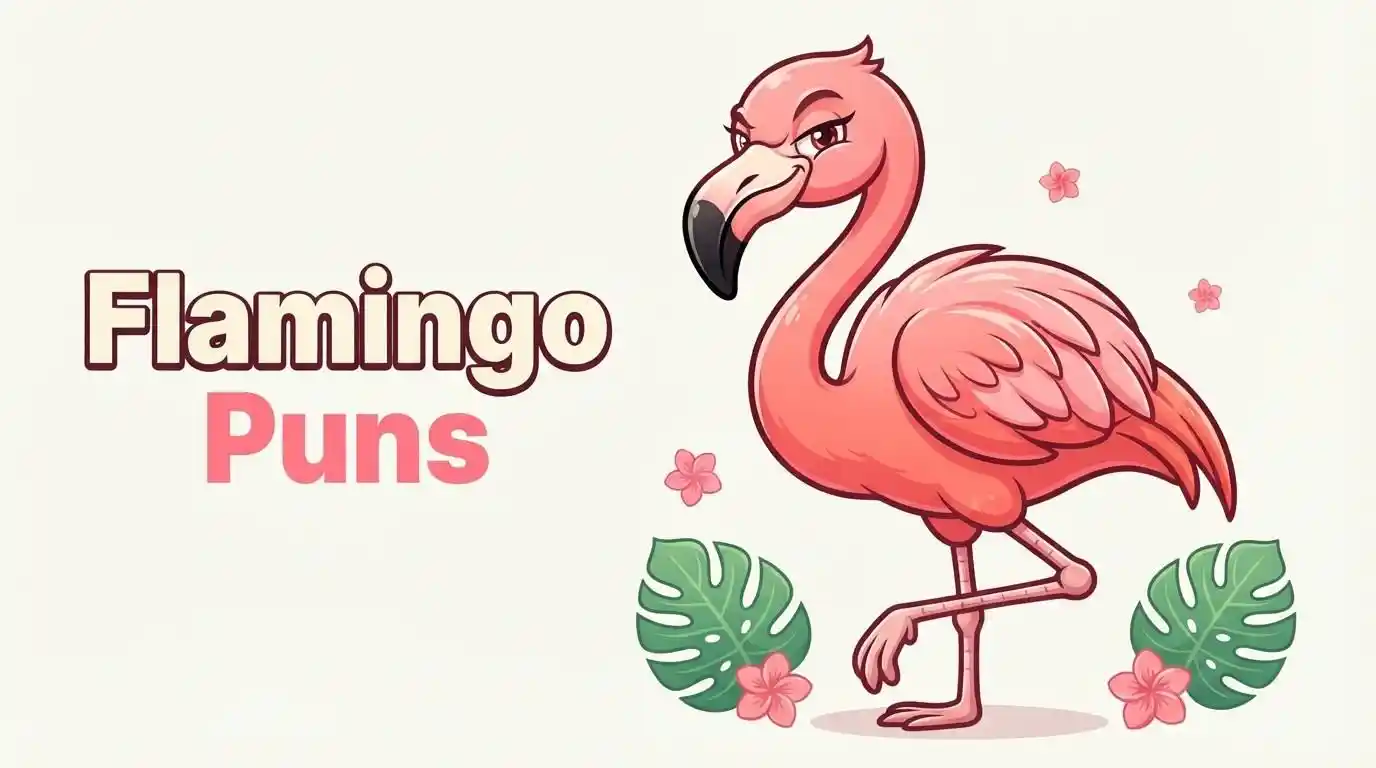 Funny pink flamingo standing proudly