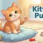 Cute kitten making playful expression
