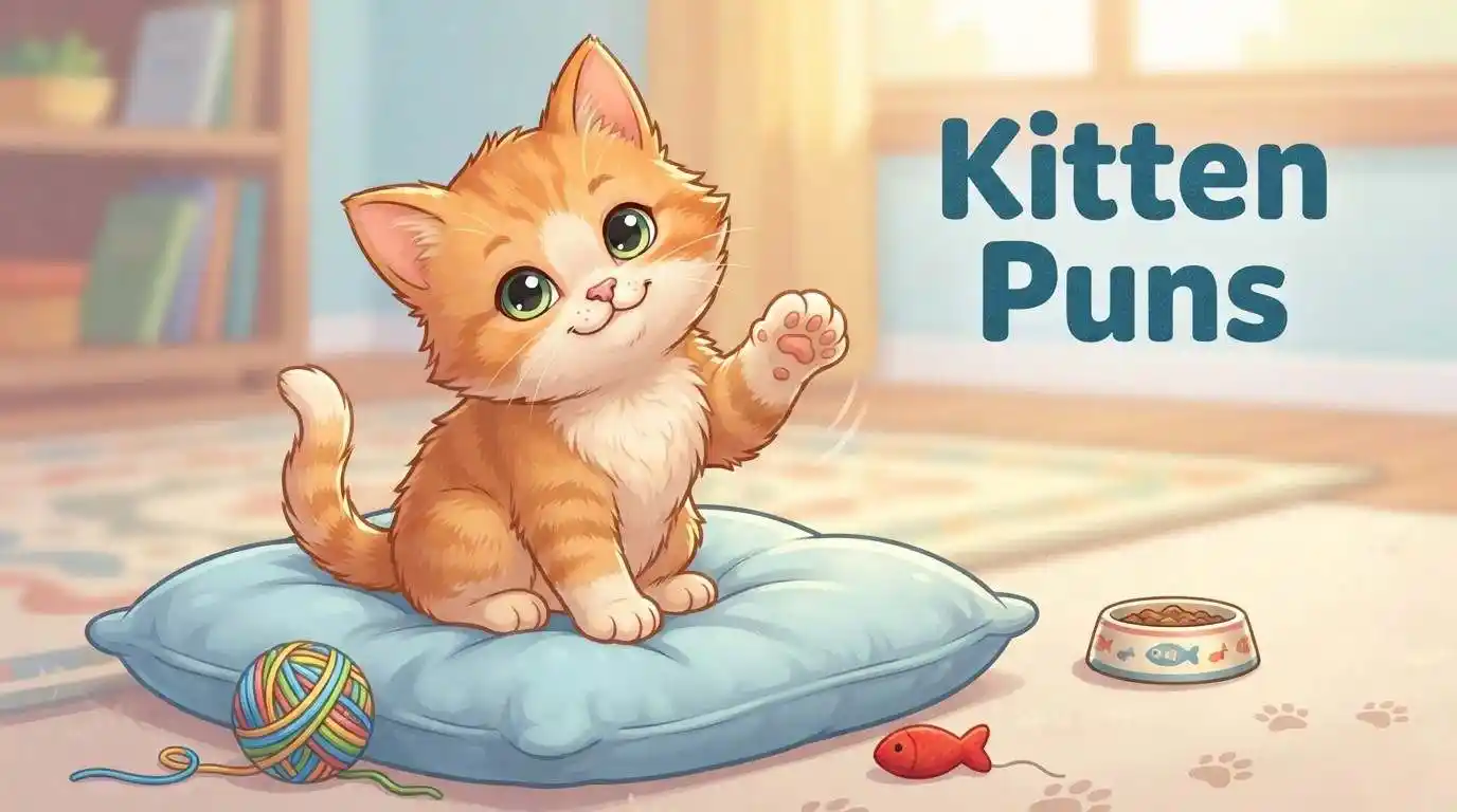 Cute kitten making playful expression