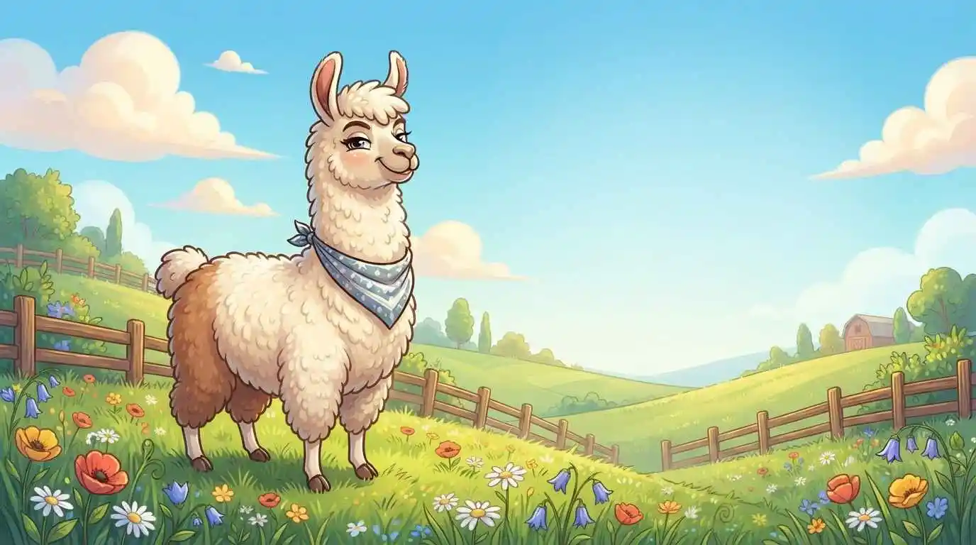 Funny llama posing playfully