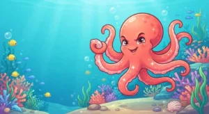 Funny octopus underwater