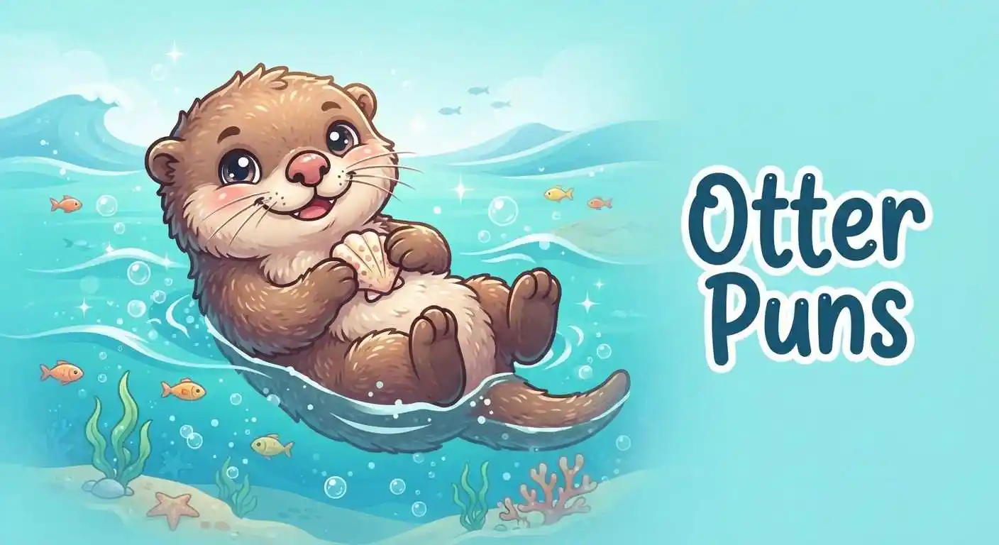 Cute otter enjoying playful puns