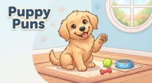 Cute puppy making funny expression