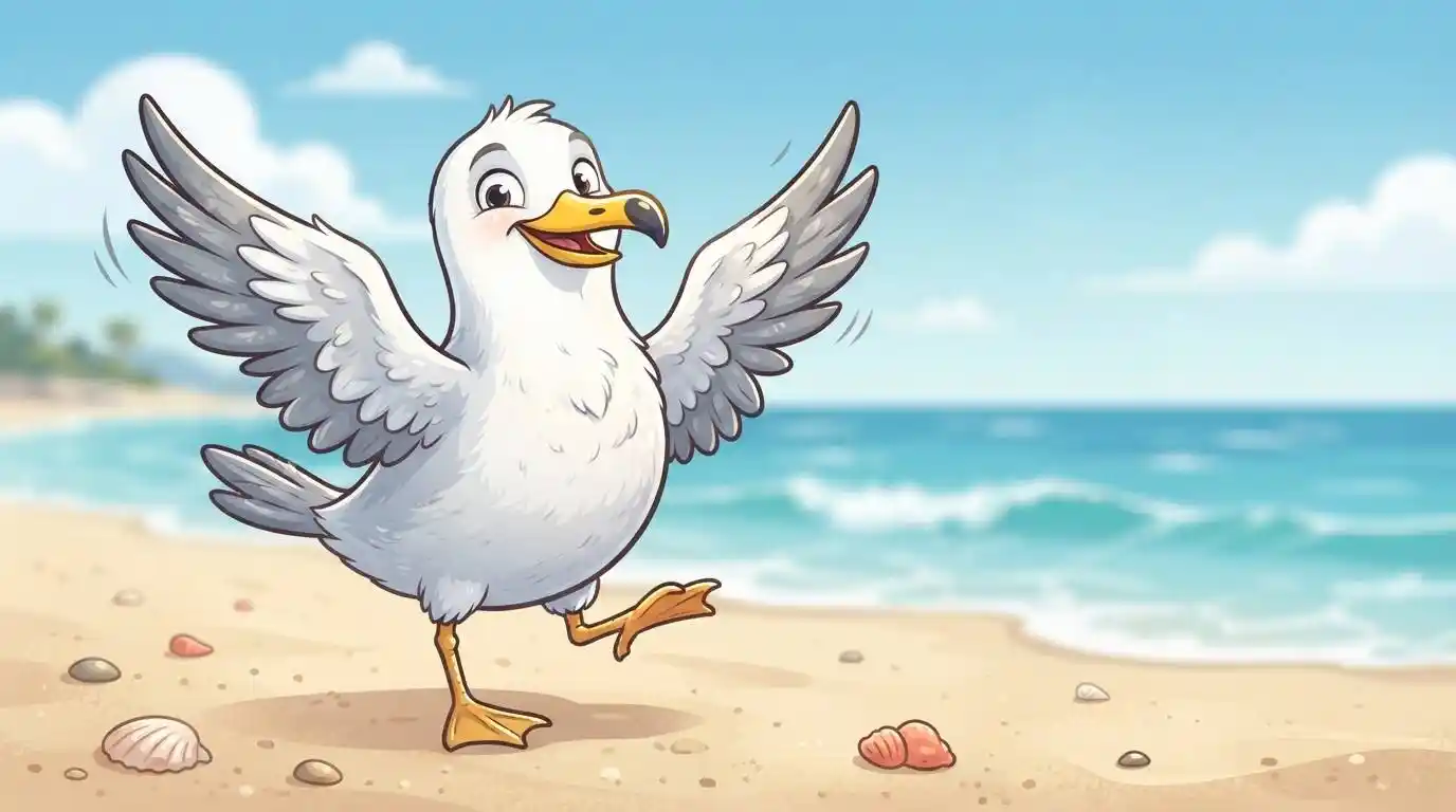 Funny seagull standing proudly