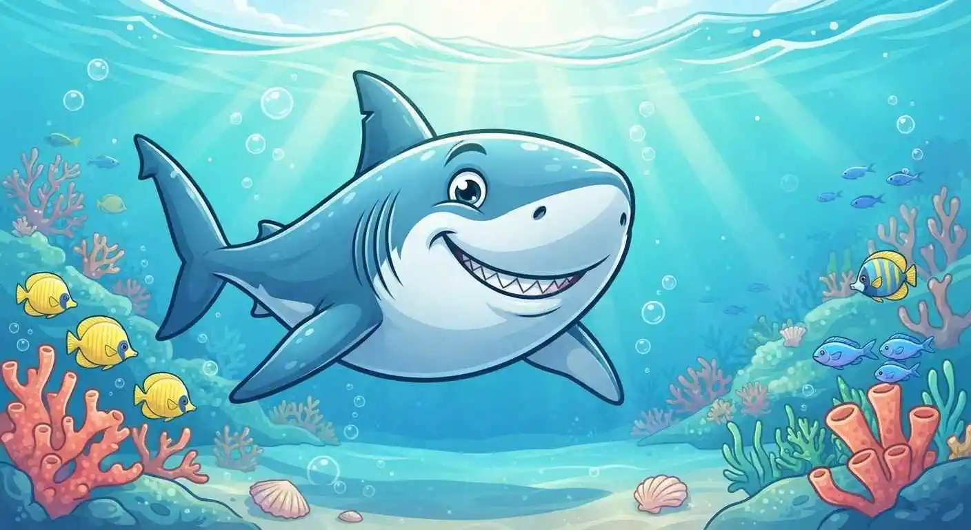 Funny shark swimming underwater