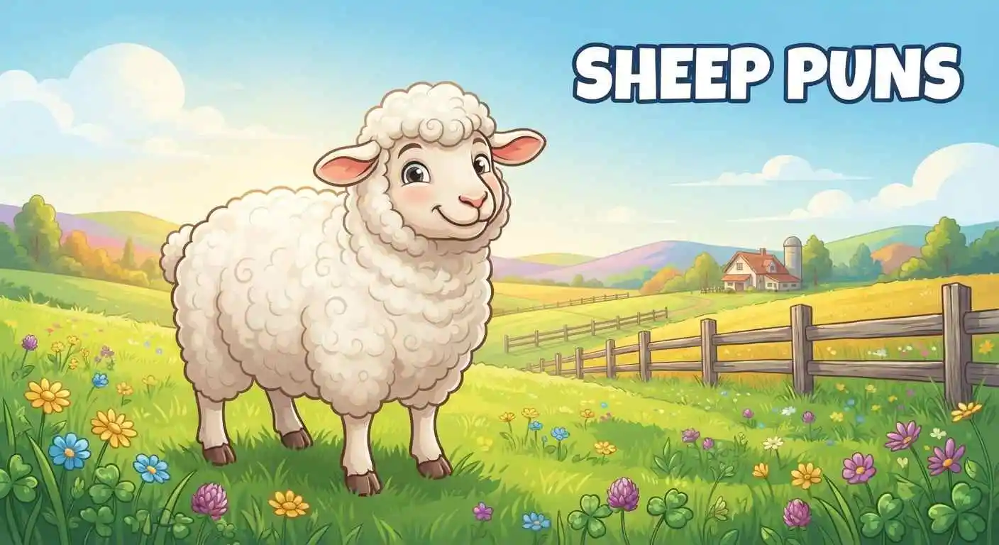 Funny sheep in meadow