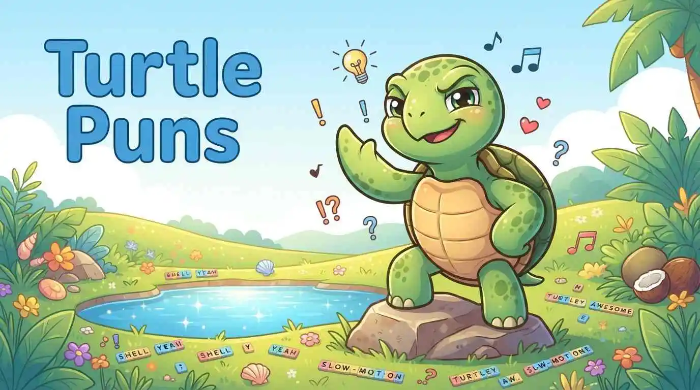 Funny turtle making puns
