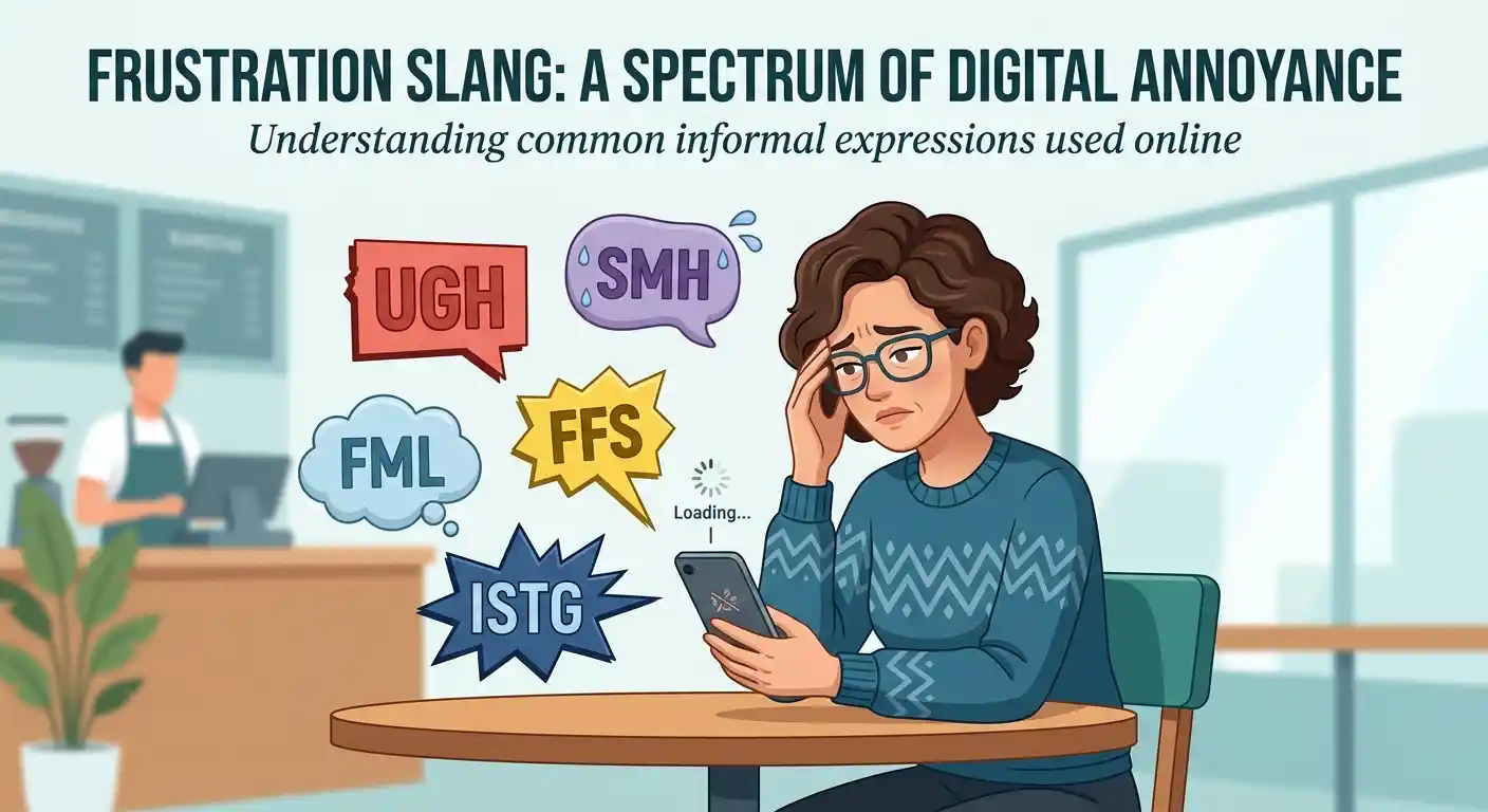 Adult using frustration slang such as UGH and SMH in a text conversation