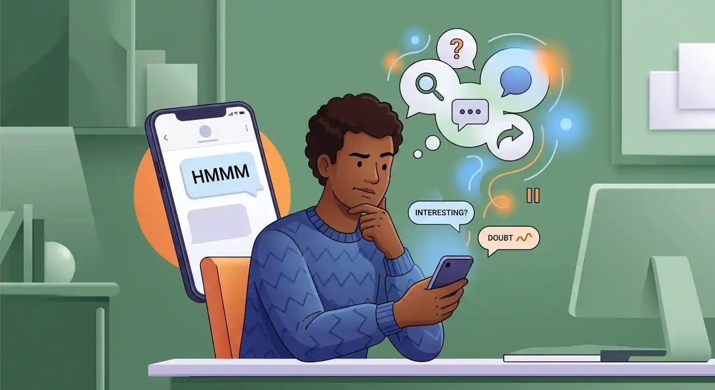 Adult considering a HMMM message that expresses thought or uncertainty