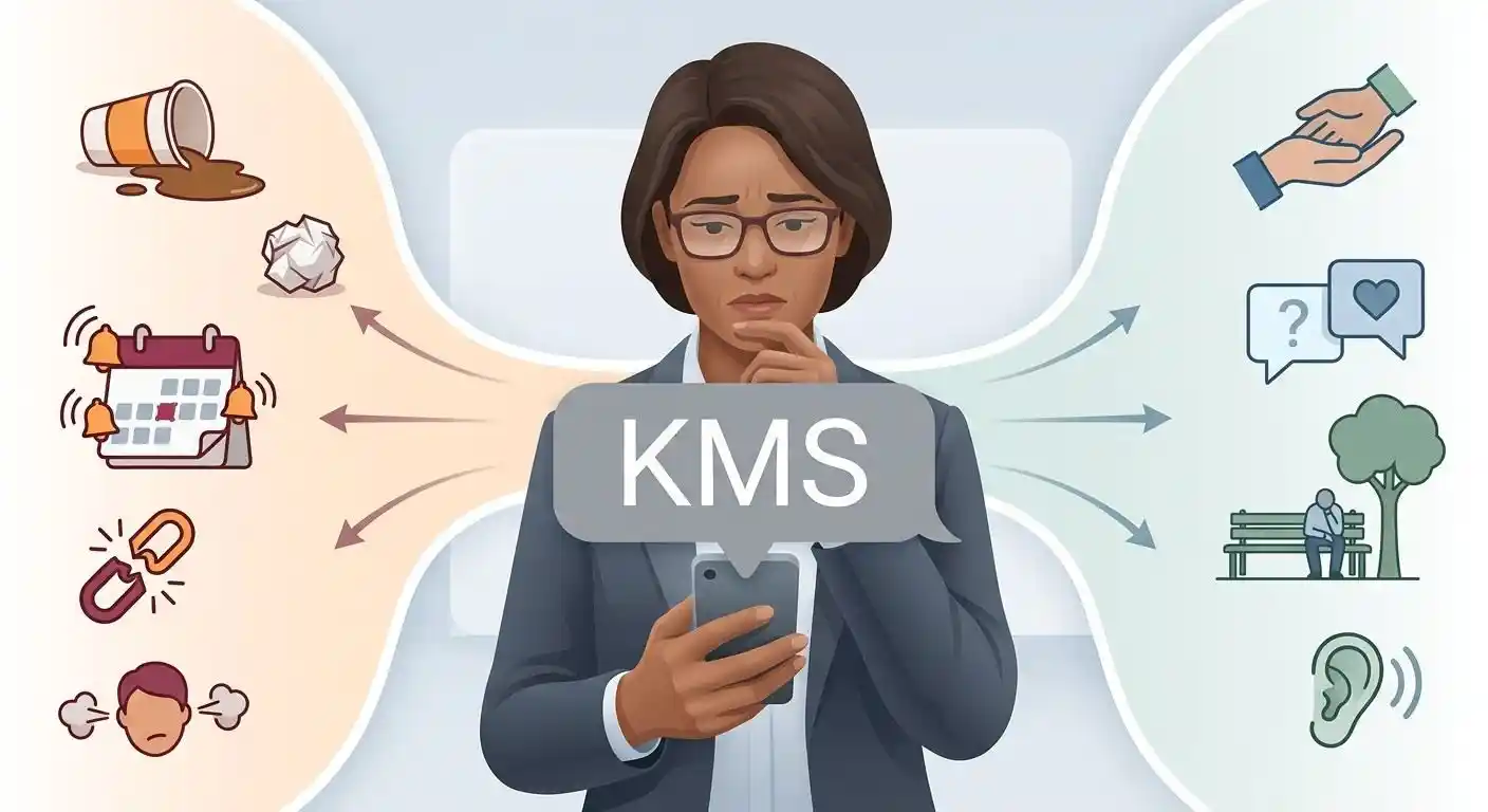 Adult receiving an ambiguous KMS text with contrasting casual and serious context cues