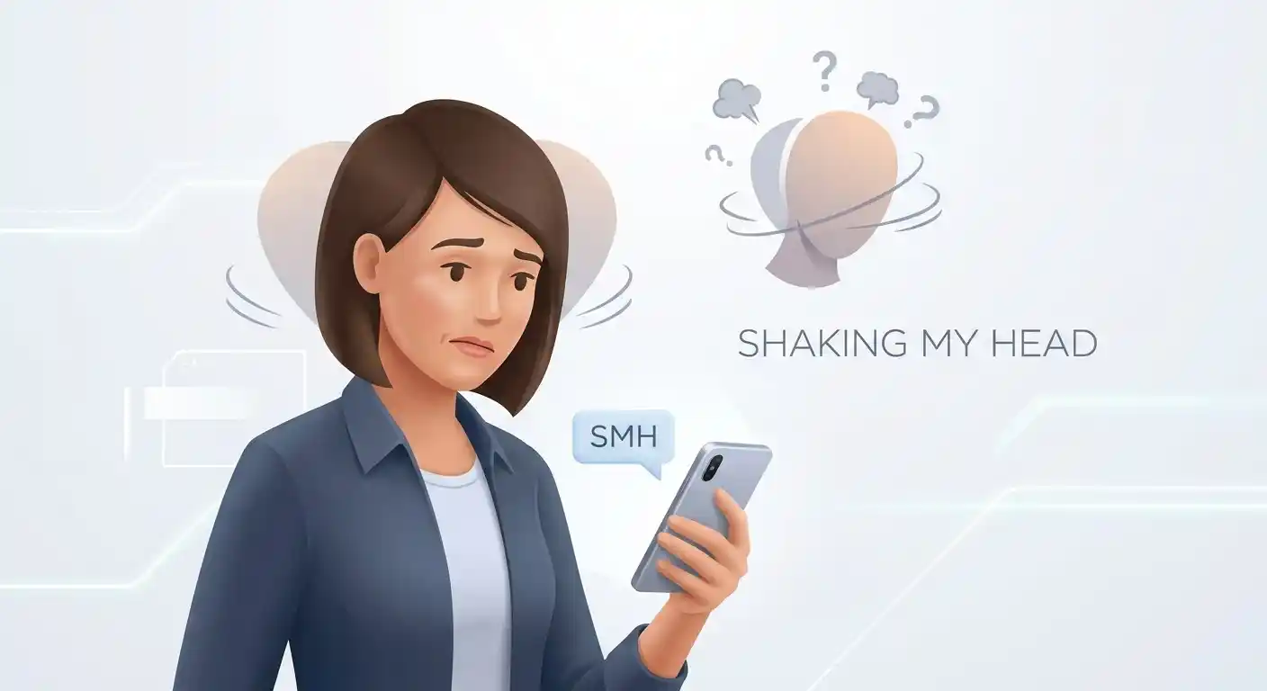 Adult user reacting to an SMH message with disbelief and mild frustration