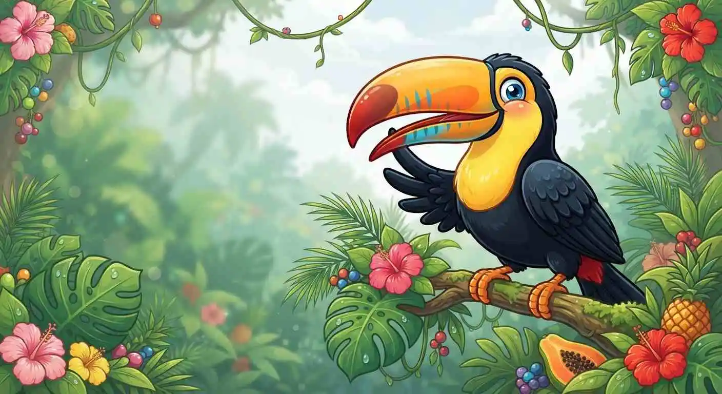 Colorful toucan in tropical forest