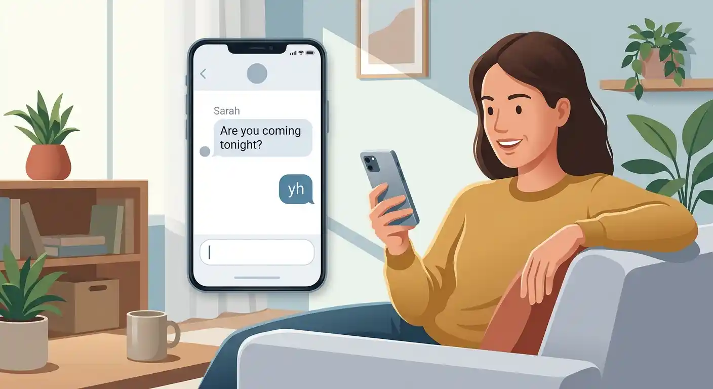 Text conversation showing YH used as a casual way to say yeah or yes